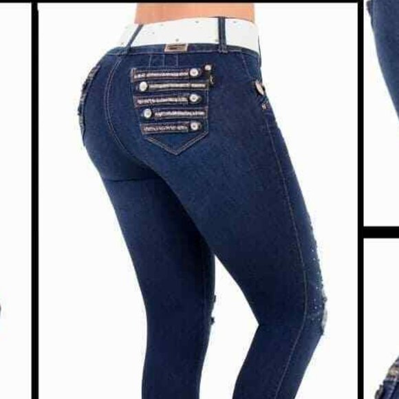 Beautiful Colombian Butt Lifter Rhinestone Skinny Jeans. - Picture 3 of 10